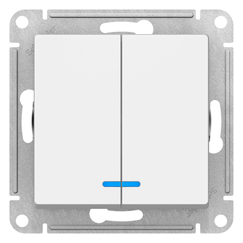 Выключатель SE AtlasDesign 2-клавишный с подсветкой, сх.5а, 10АХ, белый, механизм - Электрика, НВА - Выключатели и розетки - Выключатели - . Магазин оборудования для автономного и резервного электропитания Ekosolar.ru в Кирове